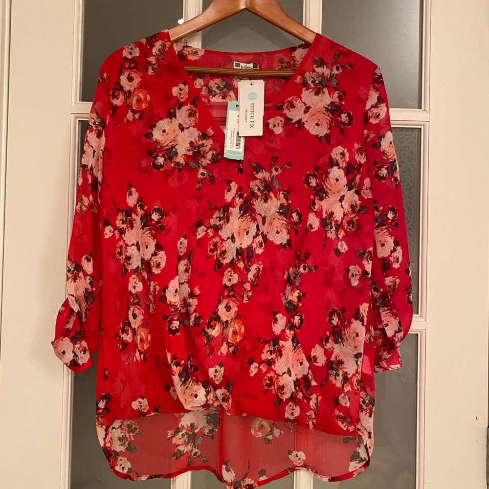 Stitch Fix Women’s medium red floral blouse